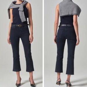 Citizens of Humanity NWT Isola Cropped Trousers Women’s Size 27 Navy Raw Hem